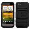 MYBAT AHTCONEVHPCSAAS001NP Advanced Armor Rugged Durable Hybrid Case with Kickstand for HTC One V - 1 Pack - Retail Packaging - Black