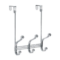 InterDesign York Lyra 3 Hook Over the Door Rack, Chrome