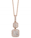 Square appeal. Le Vian's necklace and pendant, set in 14k rose gold, light up the night with diamonds (5/8 ct. t.w.) in stunning fashion. Approximate length: 18 inches. Approximate drop: 1 inch.