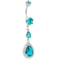 Hollywood Diva Aqua Gem Teardrop Belly Ring