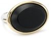 Elizabeth and James Saddle Collection Sterling Silver and 23k Gold-Plated Matte Onyx Ring, Size 6