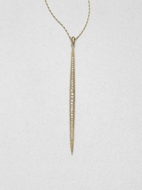 Like a pod protecting its precious contents, this aptly-named pendant offers a graceful, graduated row of dazzling diamonds, suspended on a delicate barley link chain.Diamonds, .54 tcw14k yellow goldChain length, about 26Pendant length, about 3Spring ring claspMade in USA