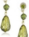 1928 Jewelry Brass Olivine Drop Earrings