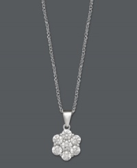 Add a touch of sparkle to every look with this versatile style. Arabella's subtle pendant provides maximum shine with round-cut Swarovski zirconias (1-3/8 ct. t.w.). Setting and chain crafted in 14k white gold. Approximate length: 18 inches. Approximate drop: 1/2 inch.