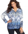 Layer your lounge looks with Style&co.'s plus size hoodie, flaunting an embellished print!