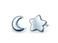 Alex Woo Mini Additions Silver Moon and Star Stud Earrings