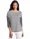 French Connection Women's Sardenia Stripe Top, White/Black, Small