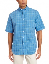 Nautica Men's Short Sleeve Poplin Medium Tattersal Woven