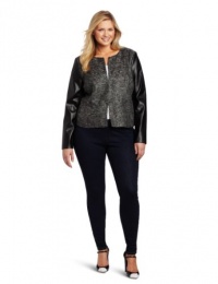 DKNYC Women's Plus-Size Sparkel Tweed Long Sleeve Jacket