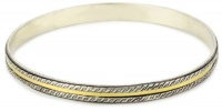 GURHAN Lancelot Wide-Dark and White Silver Bangle Bracelet