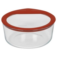 Pyrex No Leak Glass Storage Container with Lid, 7-Cup, Round