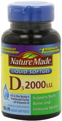 Nature Made, Vitamin D3 2,000 I.U. Liquid Softgels, 250-Count