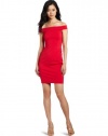 HALSTON HERITAGE Women's Off Shoulder Dress, Lipstick Red, 8