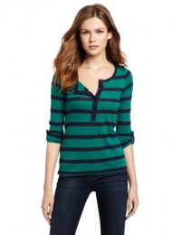 Splendid Women's 2 Color St Henley Shirt, Jade/Navy, X-Small