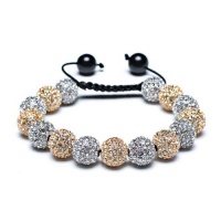 Bling Jewelry Shamballa Inspired Bracelet Golden Silver Crystal Balls 12mm