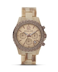 With a chocolate dial and dark horn band, this goes-with-everything MICHAEL Michael Kors watch is a timeless staple.