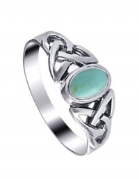 Sterling Silver 7mm Reconstituted Turquoise Celtic Knot Band Ring Size 4, 5, 6, 7, 8, 9