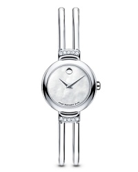 Movado's Harmony® bangle watch is in polished solid stainless steel and has a white mother-of-pearl Museum® dial. Adjustable multi-setting jewelry clasp.