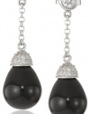 Giorgio Martello Sterling Silver Black Onyx Teardrop Earrings