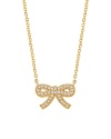 18K gold vermeil and cubic zirconia are all wrapped up in a pretty bow on this feminine-fabulous necklace from Crislu.