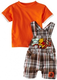 Disney Baby-Boys Infant Winnie The Pooh Plaid Shortall Set