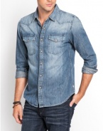 GUESS Basic Denim Shirt in Spell Wash