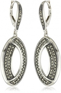 Judith Jack Sterling Silver and Marcasite Pave Elongated Drop Earrings