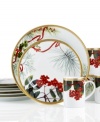 A new holiday classic, the Holly Berry dinnerware set features filigree-patterned gold and beautiful Christmas botanicals in elegant white porcelain. Complements Charter Club's Grand Buffet Classic Gold and Red Rim dinnerware.