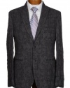 John Varvatos Mens Fitted Blue Plaid Wool Distressed Sportcoat 40R Euro 50 Made in Italy