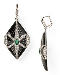 Dramatic and a bit dangly. This pair of diamond-shaped earrings from Carolee is crafted of silver tone plate with crystal detailing for an added edge.