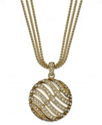 Go for the gold with this three-row pendant necklace from Charter Club. Crafted from gold-tone mixed metal, glass crystal accents make this necklace a winner. Approximate length: 17 inches + 2-inch extender. Approximate drop: 1-1/2 inches.