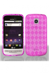 LG MS690 Optimus M Tpu Case with Inner Check Design - Hot Pink