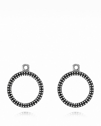 Sterling silver hoop charms studded with black crystal stones make for a sparkling addition to your PANDORA earring collection. Compatible with both french wire and hoop styles.