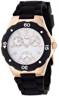 Invicta Women's 0715 Angel Collection Rose Gold-Plated Black Polyurethane Watch