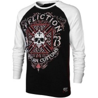 Affliction Death Cross Long Sleeve Raglan T-Shirt - White/Black