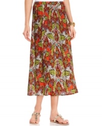 Make a statement in this Charter Club skirt, featuring a bright print on pleated cotton. The maxi silhouette is so on-trend, too!