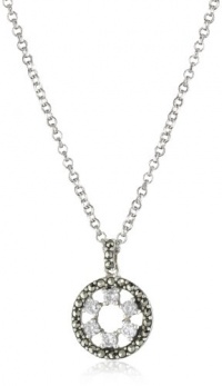 Judith Jack Sterling Silver, Marcasite and Cubic Zirconia Circle Drop Pendant Necklace