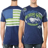 Affliction American Customs Moto Club '73 T-Shirt - Navy Lava Wash