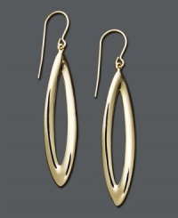 Refine your look with sleek drop earrings. Crafted in 14k gold, earrings feature a cut-out pear-shaped design. Approximate drop: 2 inches.