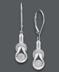 Match everlasting love with everlasting sparkle. Everlon's stunning knot-shaped earrings highlight dozens of round-cut diamonds (1/4 ct. t.w.) and diamond accents within a polished sterling silver setting. Leverback closure. Approximate drop: 1 inch.