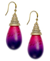 Setting the tone. Style&co. takes the ombre approach in this set of drop earrings. Crafted from gold tone mixed metal, the pair features varying shades of fuchsia. Approximate drop: 1-5/8 inches.