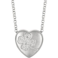 Genuine Ibiza Sterling Silver 16 Sweethearts .025 Ctw Diamond Necklace 15X15 mm Four Leaf Clover With 2 Box Grams 6.100% Satisfaction Guaranteed.