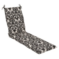 Pillow Perfect Indoor/Outdoor Black/Beige Damask Chaise Lounge Cushion