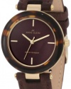 Anne Klein Women's 10/9852BMBN Gold-Tone Brown Leather Strap Watch