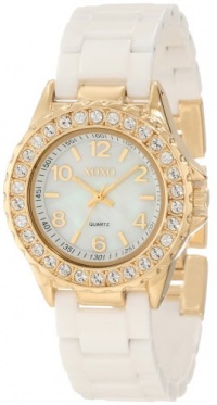 XOXO Women's XO2010 Swarovski Crystal Accented Gold-Tone White Ceramic Bracelet Watch