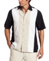 Cubavera Men's Short Sleeve Tri Color Panel with Pickstitch Shirt