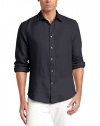 Perry Ellis Men's Long Sleeve Garment Dyed Linen Shirt