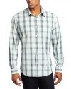 Perry Ellis Men's Long Sleeve Ombre Plaid Woven