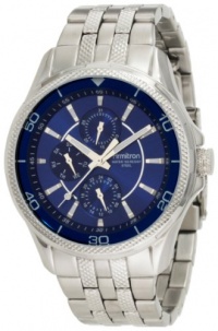 Armitron Men's 204701BLSV Silver-Tone Stainless-Steel Blue Multi-Function Dial Dress Bracelet Watch