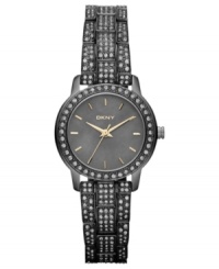 Smoky crystals adorn this dusky steel watch from DKNY, adding needed shimmer to you wardrobe.